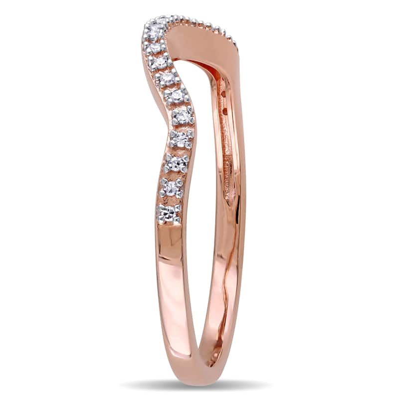 Miadora 10k Rose Gold Diamond Accent Contour Wedding Band - White