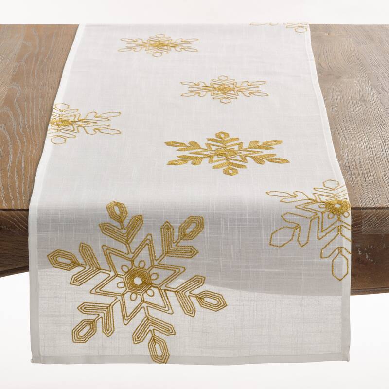 Nivalis Collection Snowflake Design Runner - Gold - 16"x108"