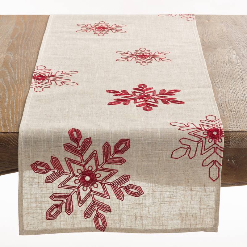 Nivalis Collection Snowflake Design Runner - Red - 16"x108"