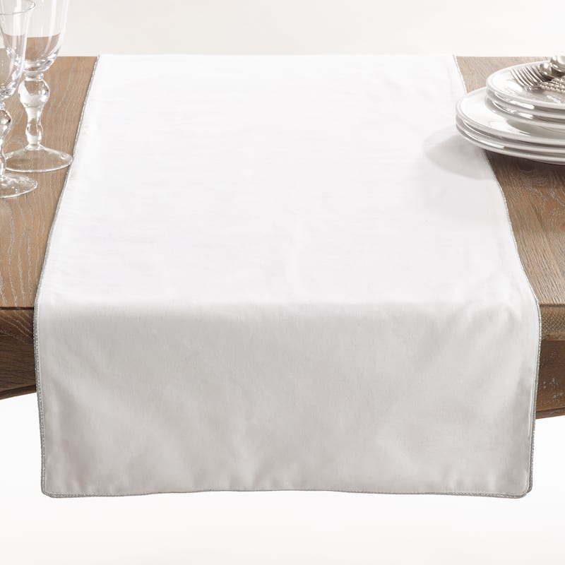 Luana Collection Metallic Trimmed Table Runner - Silver