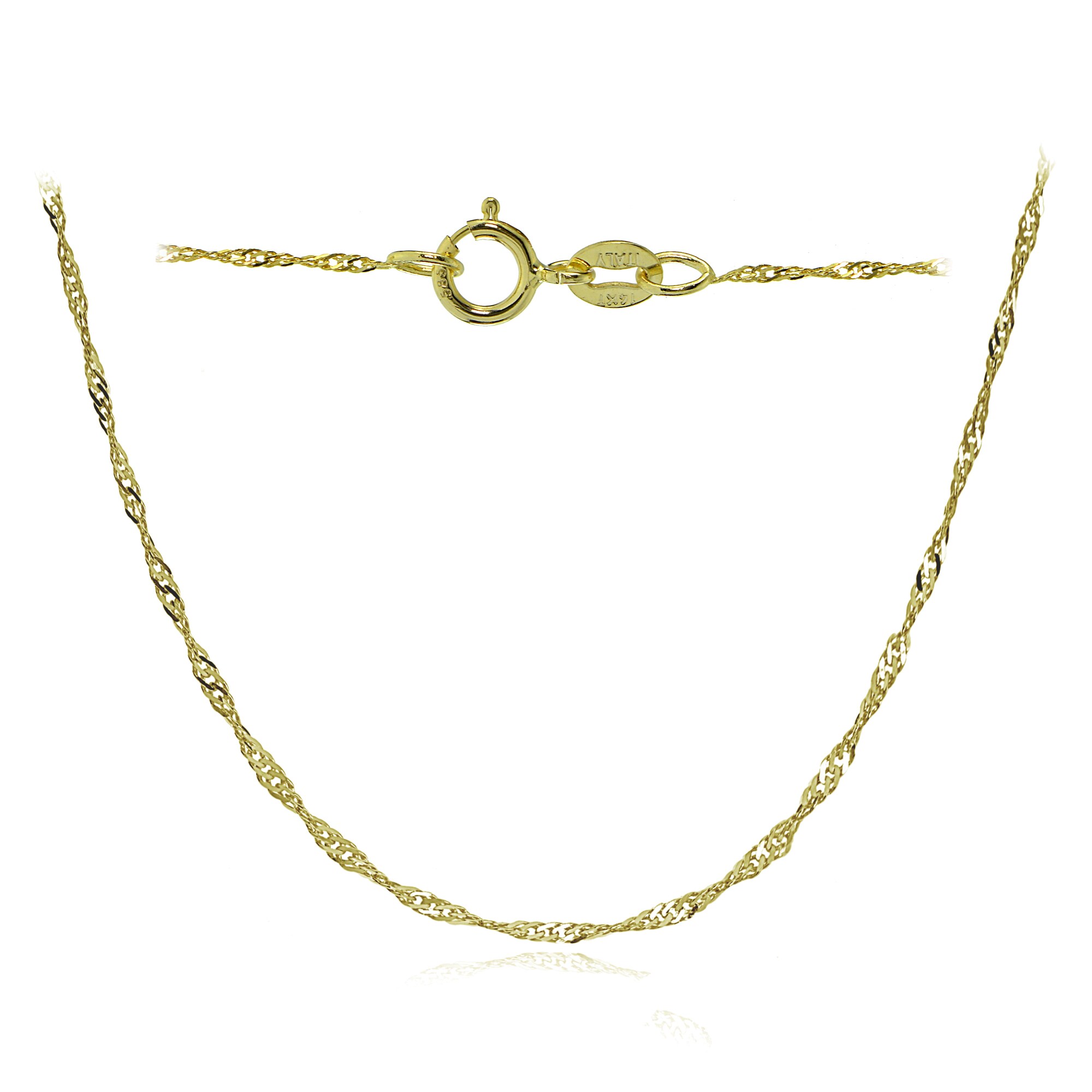 14kt White Gold Singapore Chain Necklace 1.00mm