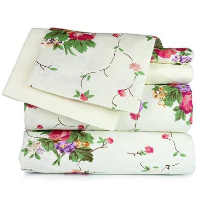 Ivory Floral Garden Sheet Set