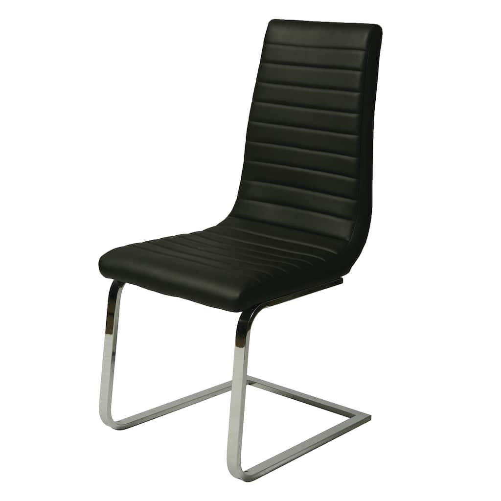 Skyline Chrome Finished Steel and Black Polyurethane Dining Chair