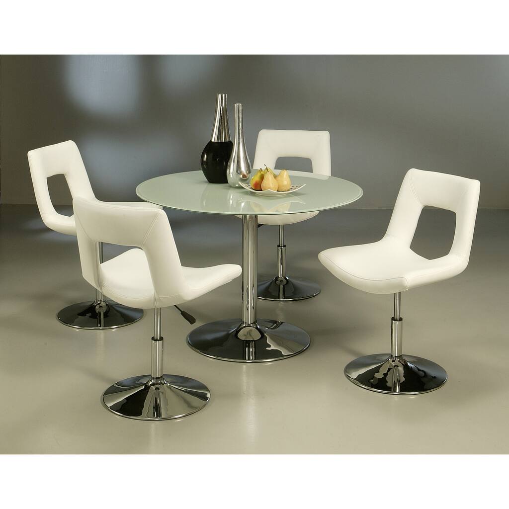 Dublin Chrome Finish Steel and Off-White Polyurethane Dining Chair