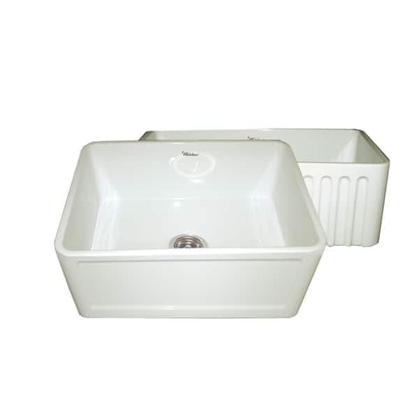 Fireclay Reversible Sink with Concave and Fluted Front Aprons Biscuit