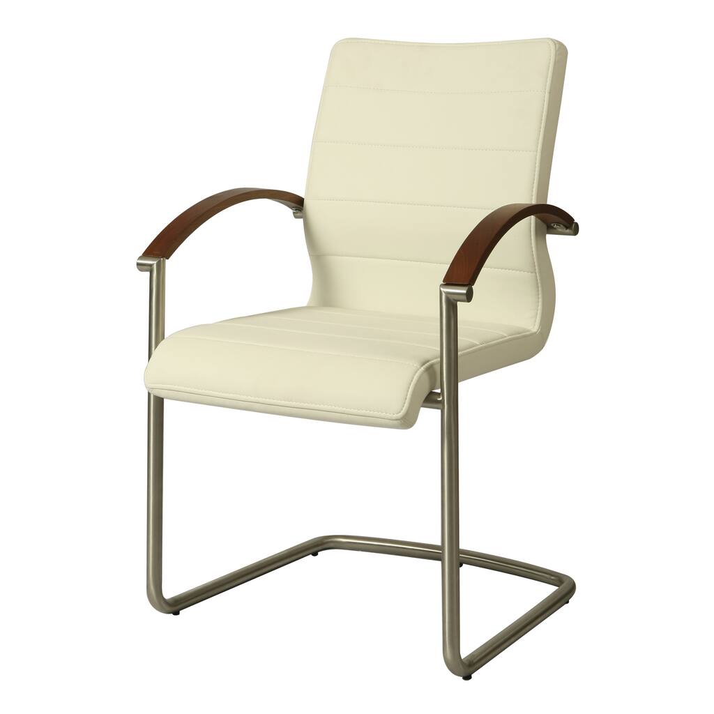 Akasha Polyurethane, Stainless Steel, and Veneer Side Armchair