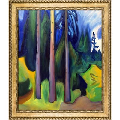 La Pastiche Edvard Munch 'Forest, 1903' Hand Painted Framed Canvas Art