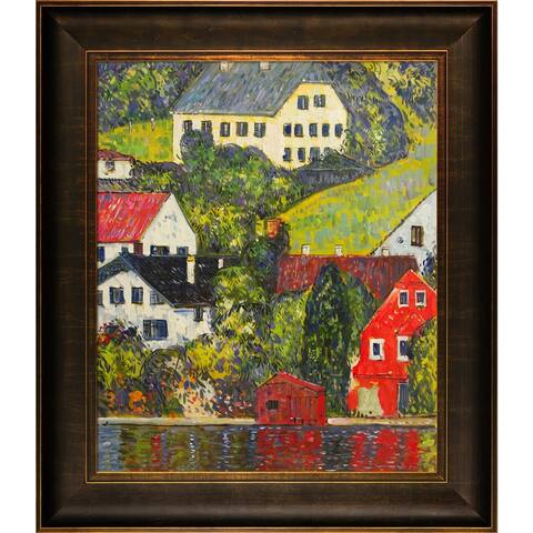 Gustav Klimt 'Houses at Unterach on the Attersee' Hand Painted Framed Canvas Art