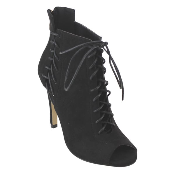 Shop Betani Women's Black Faux Suede Heel Booties - Free Shipping On ...