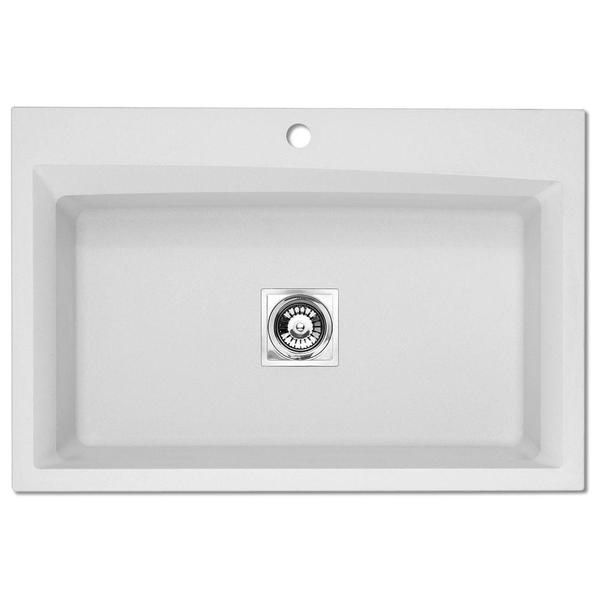 Pegasus Dual Mount Granite 33x22x10 Inch 1 Hole Large Single Bowl Kitchen Sink In White