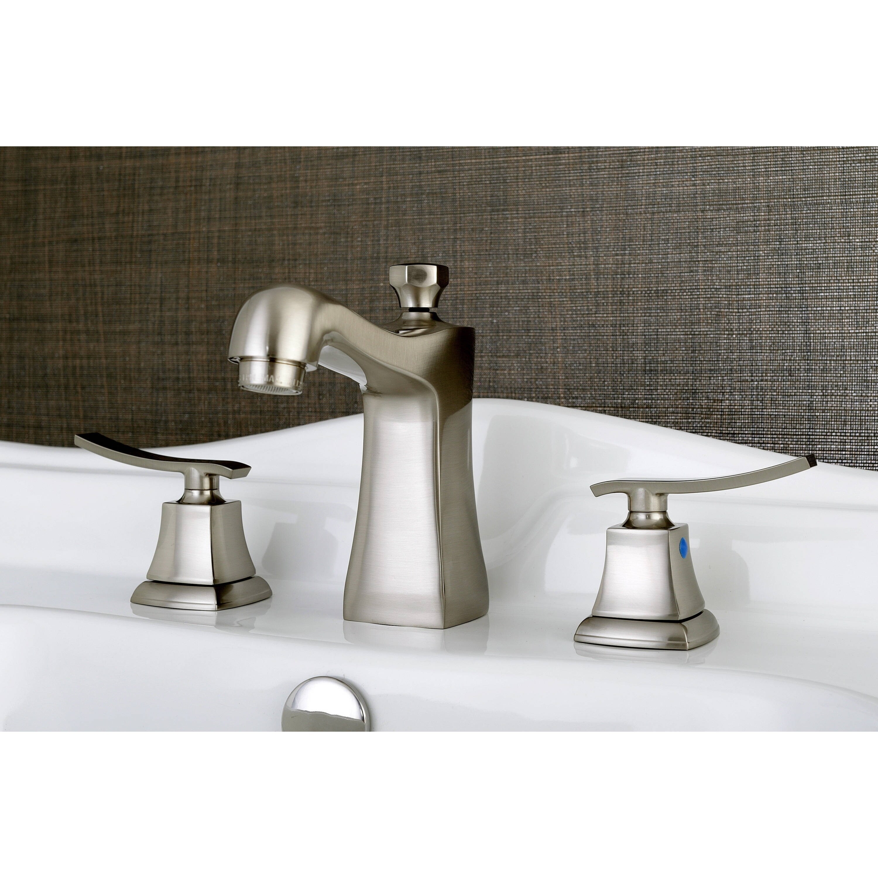 Double Handle Satin Nickel Widespread Bathroom Faucet Silver eBay