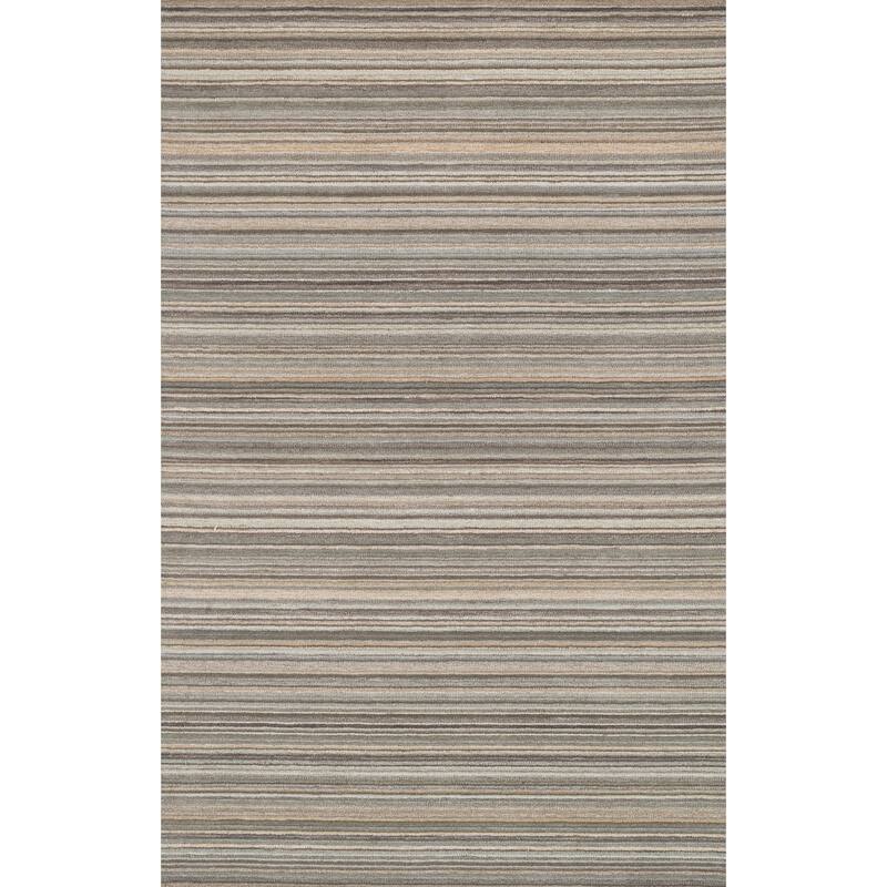 Hand-hooked Barrow Silver Striped Wool Rug