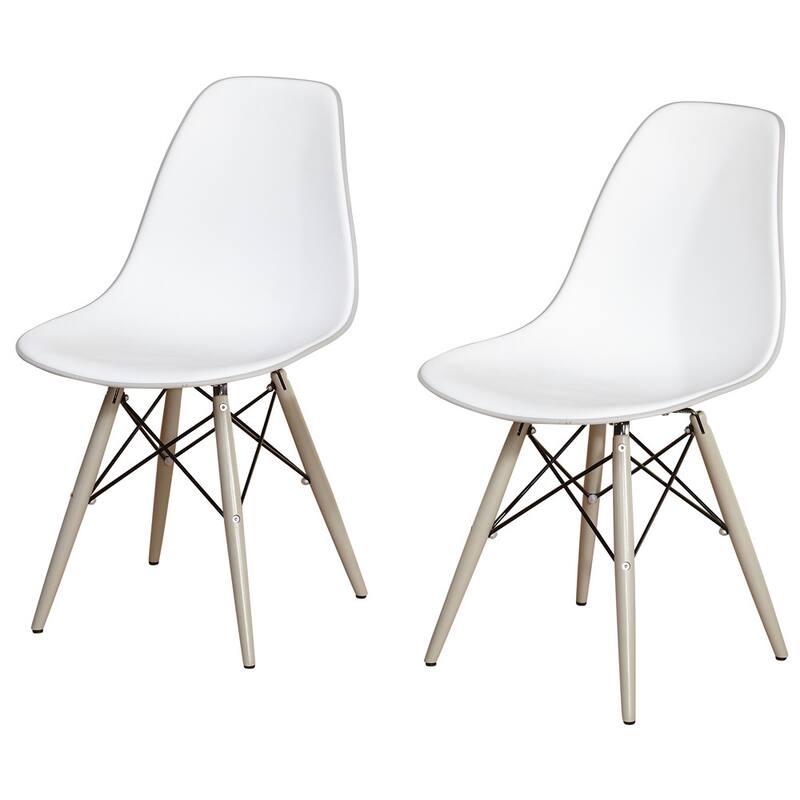 Simple Living Elba Two-tone White/ Grey Retro Plastic Shell Chair (Set of 2)