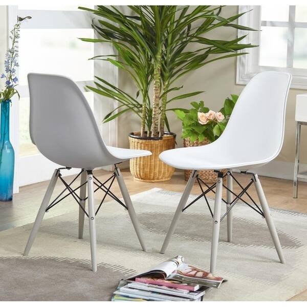 Simple Living Elba Two-tone White/ Grey Retro Plastic Shell Chair (Set of 2) - Grey