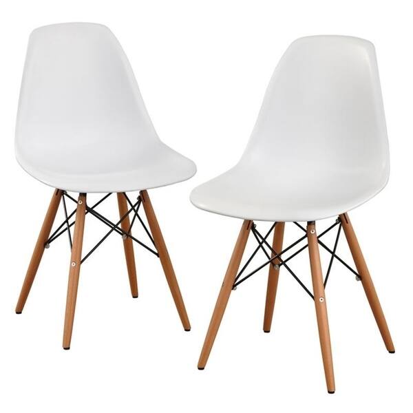 Simple Living Elba Two-tone White/ Grey Retro Plastic Shell Chair (Set of 2)