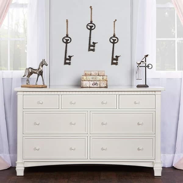 slide 2 of 2, Evolur Cheyenne and Santa Fe White Wood Double Dresser