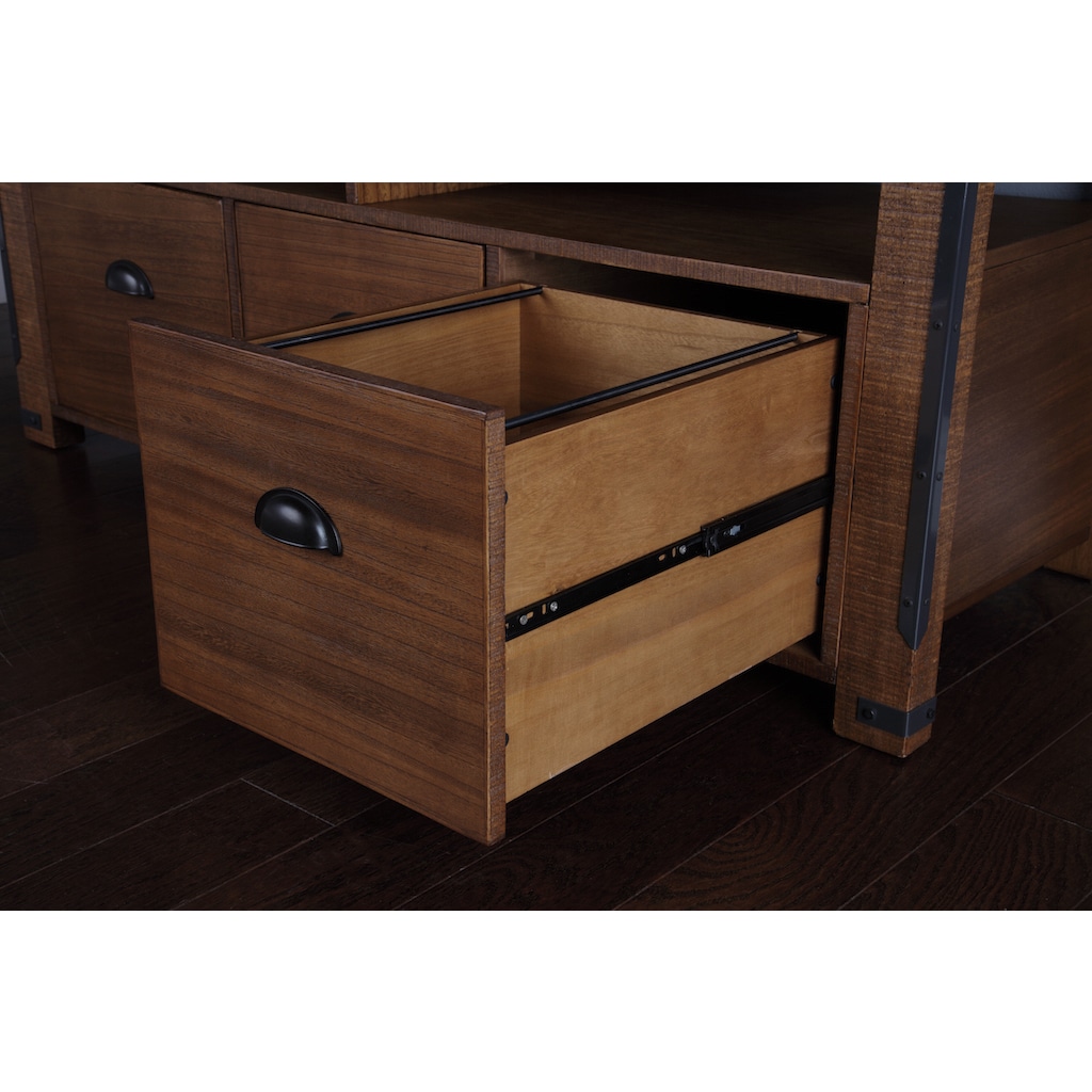 Industrial Collection Rough Sawn Wood Credenza Console With 3 Lateral File Drawers On Sale Overstock 20603766