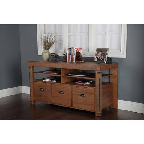 Industrial Collection Rough Sawn Wood Credenza Console With 3