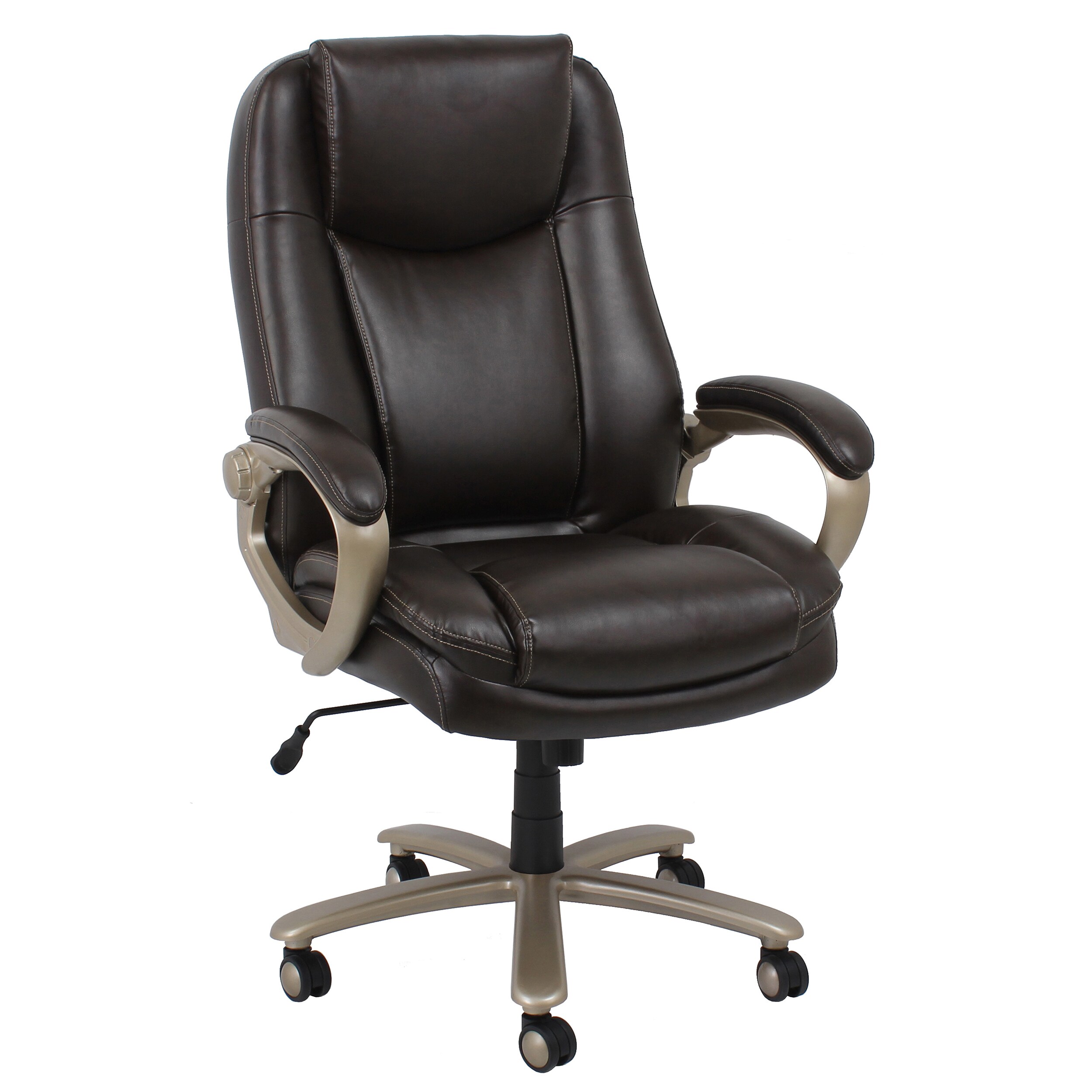 OFM Essentials by  Big and Tall Brown/ Bronze Leather Executive Office Chair with Arms