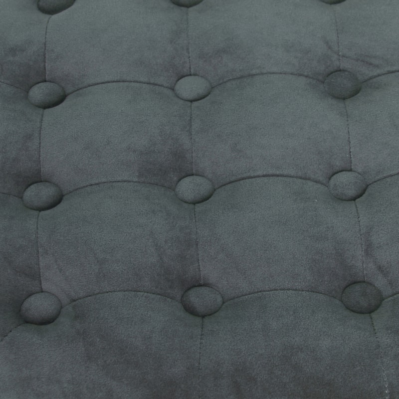 HomePop Velvet Round Storage Ottoman Gunmetal