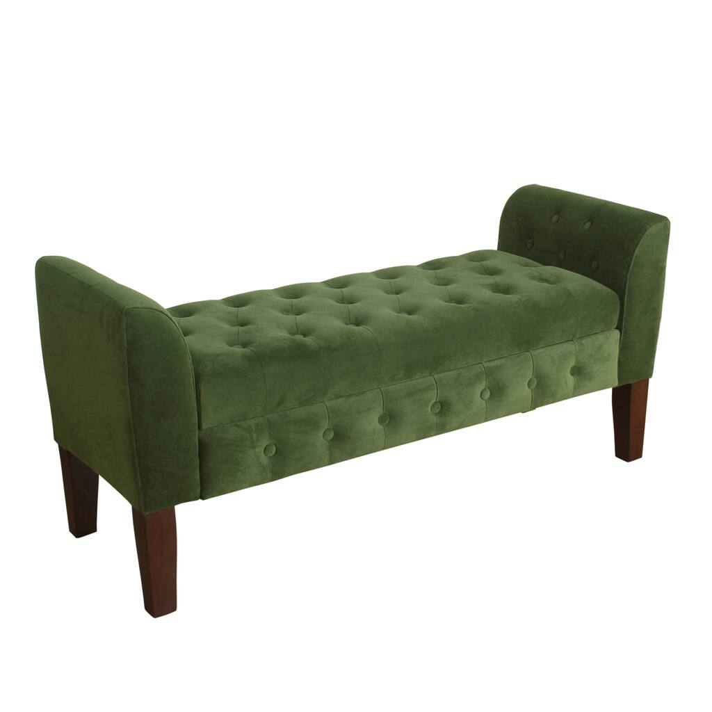 Copper Grove Barouel Forest Green Velvet Storange Bench Settee