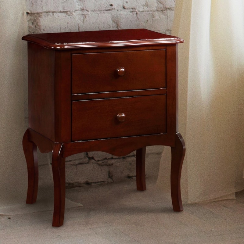 Hoa Traditional Solid Wood 2-Drawer Nightstand by Furniture of America - Brown
