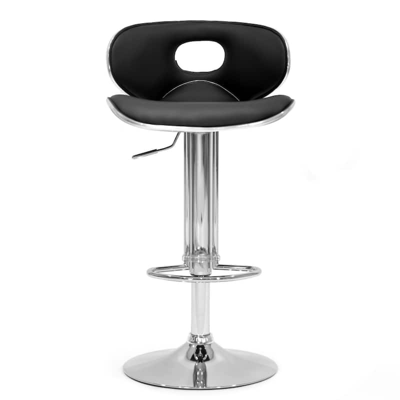Adria White/Black/Grey Chrome Frame Adjustable Height Swivel Bar Stools with Faux Leather Seating (Set of 2)