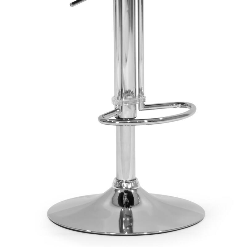 Adria White/Black/Grey Chrome Frame Adjustable Height Swivel Bar Stools with Faux Leather Seating (Set of 2)