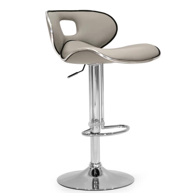 Adria White/Black/Grey Chrome Frame Adjustable Height Swivel Bar Stools with Faux Leather Seating (Set of 2)