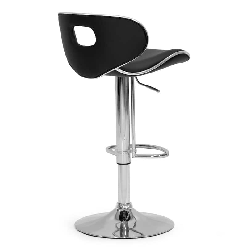 Adria White/Black/Grey Chrome Frame Adjustable Height Swivel Bar Stools with Faux Leather Seating (Set of 2)