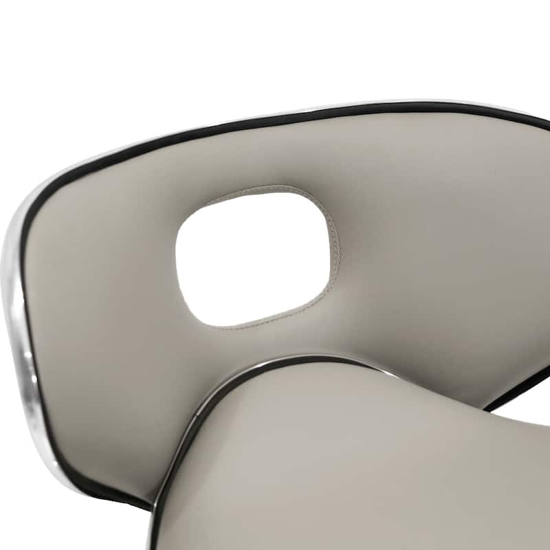 Adria White/Black/Grey Chrome Frame Adjustable Height Swivel Bar Stools with Faux Leather Seating (Set of 2)