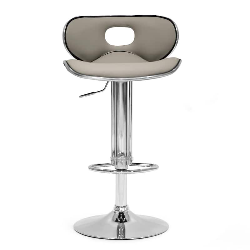Adria White/Black/Grey Chrome Frame Adjustable Height Swivel Bar Stools with Faux Leather Seating (Set of 2)