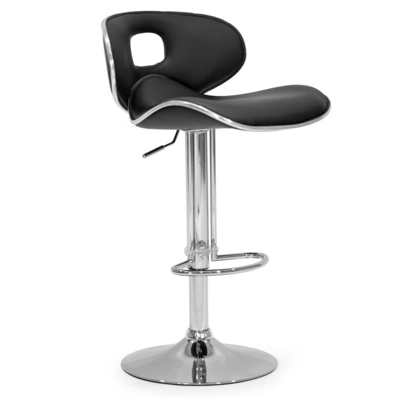 Adria White/Black/Grey Chrome Frame Adjustable Height Swivel Bar Stools with Faux Leather Seating (Set of 2)