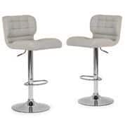 Adler Black Faux-leather and Metal Adjustable-height Bar Stool (Set of 2) - Ashy Grey