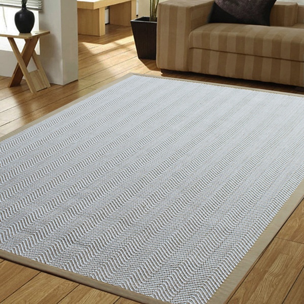 Powerloom Pet Sahara/White Sisal/Wool Herringbone Rug (5' x 8