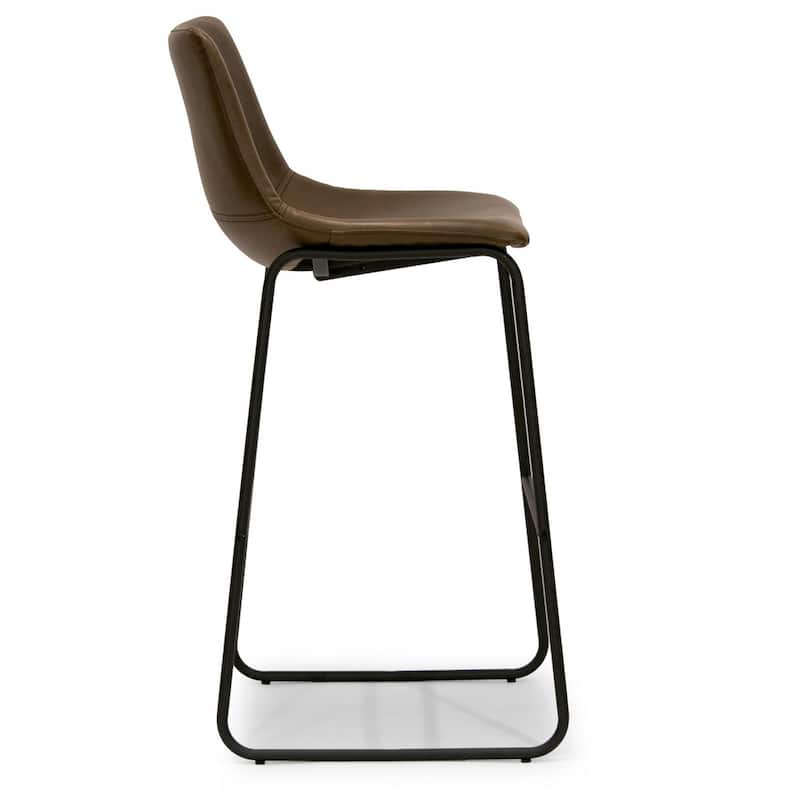 Adan Faux Leather Iron Frame Bar Stool (Set of 2)