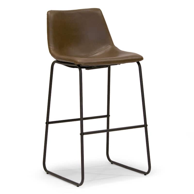 Adan Faux Leather Iron Frame Bar Stool (Set of 2)