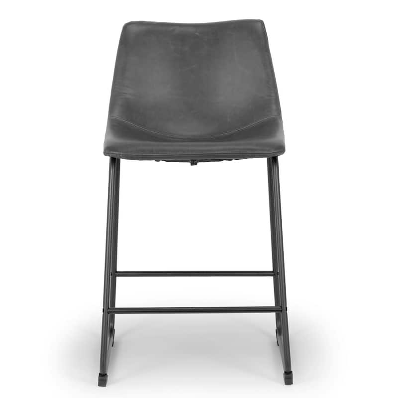 Adan Faux Leather Iron Frame Bar Stool (Set of 2)