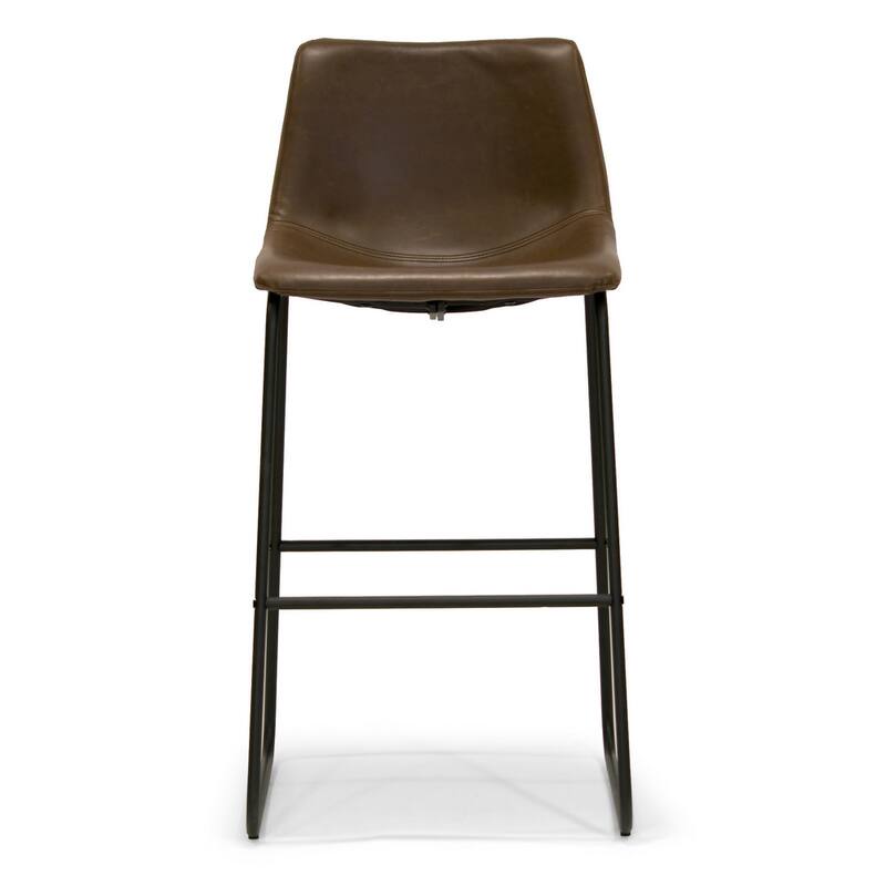 Adan Faux Leather Iron Frame Bar Stool (Set of 2)