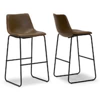 Adan Faux Leather Iron Frame Bar Stool (Set of 2)