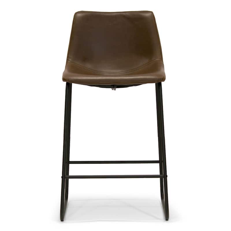 Carbon Loft Richard Faux Leather and Iron Counter Stool (Set of 2)