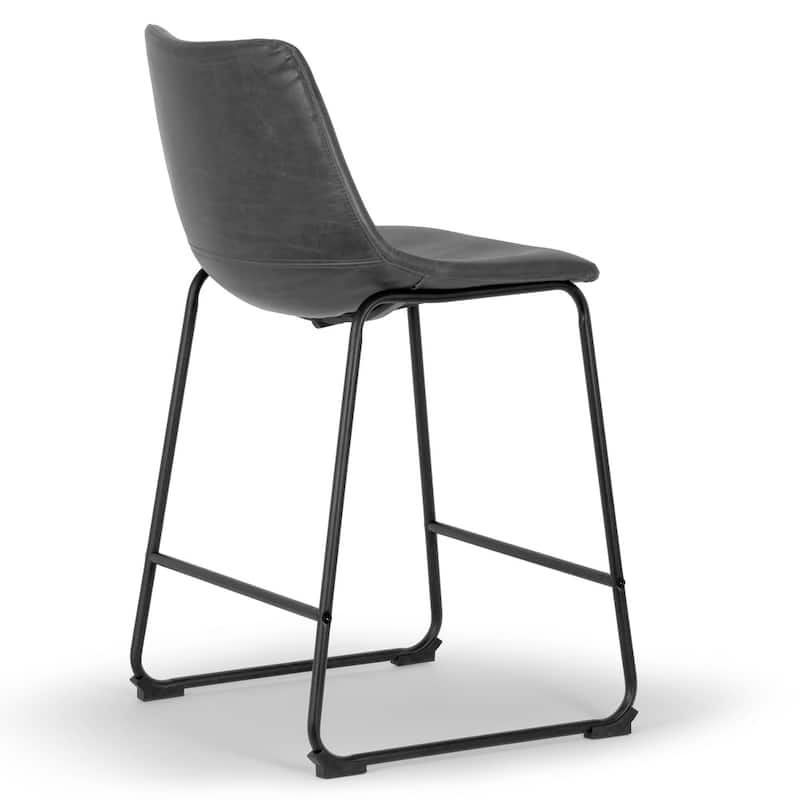 Carbon Loft Richard Faux Leather and Iron Counter Stool (Set of 2)