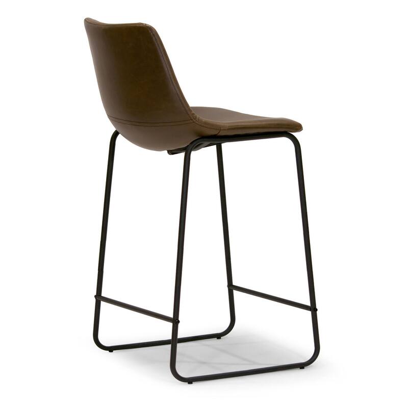Carbon Loft Richard Faux Leather and Iron Counter Stool (Set of 2)