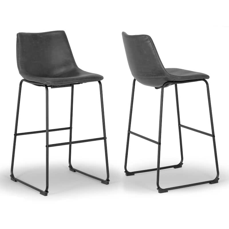 Carbon Loft Richard Faux Leather and Iron Counter Stool (Set of 2) - Grey