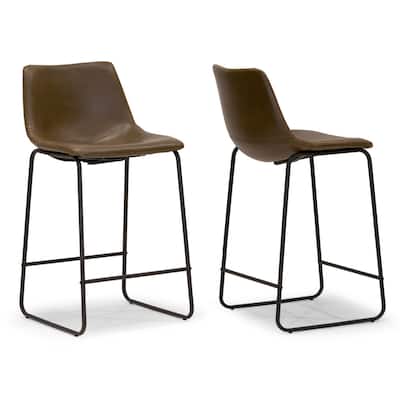 Carbon Loft Richard Faux Leather and Iron Counter Stool (Set of 2)