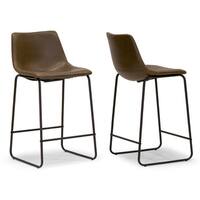 Carbon Loft Richard Faux Leather and Iron Counter Stool (Set of 2)