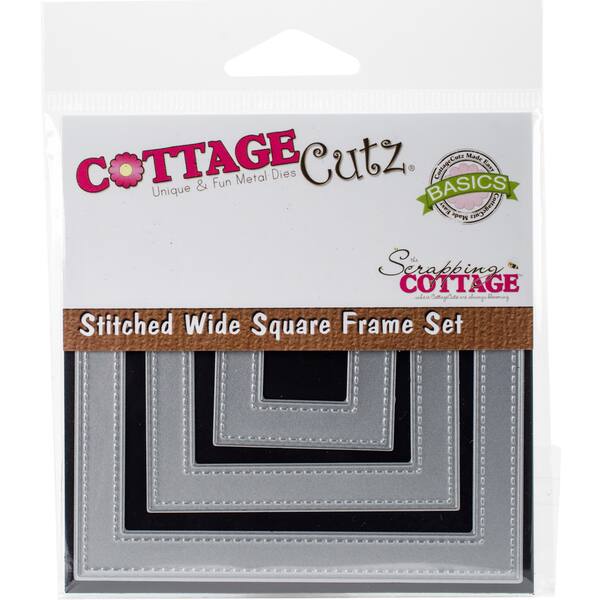 Square Frame Die CottageCutz Basics Dies 3/Pkg Stitched Wide Square Frame 1.5