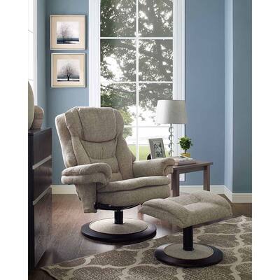 Brute Tan Linen Swival Recliner with Ottoman