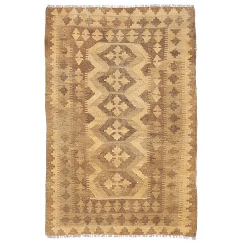 Handmade One-of-a-Kind Wool Mimana Kilim (Afghanistan) - 2'10 x 4'6