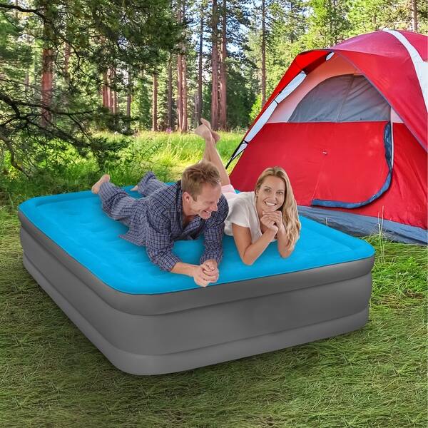 Air Comfort Camp Mate Queen Size Raised Air Mattress Blue Bed Bath